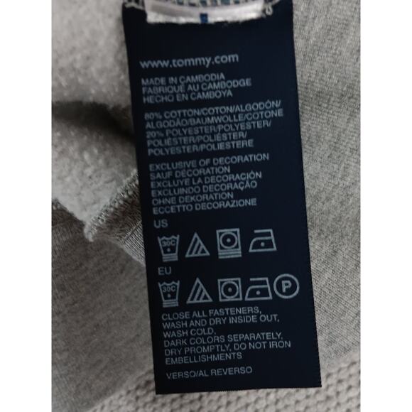 Tommy Hilfiger Hoodie Mens XL Gray Spell Out Zip Drawstring Street Casual Y2K - Picture 7 of 14